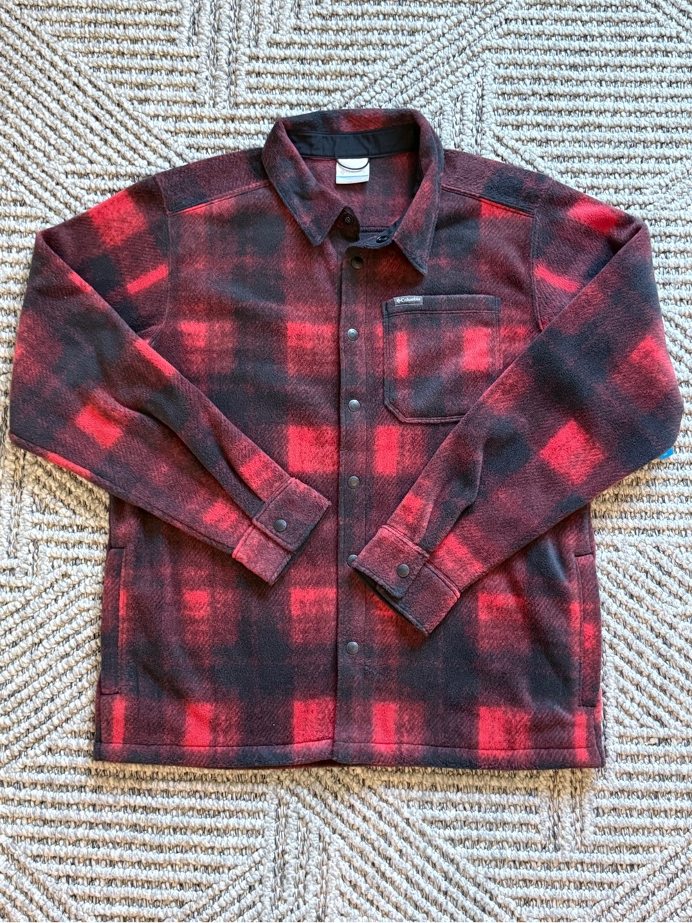 Columbia Red & Black Plaid Lightweight Shirt Jacket